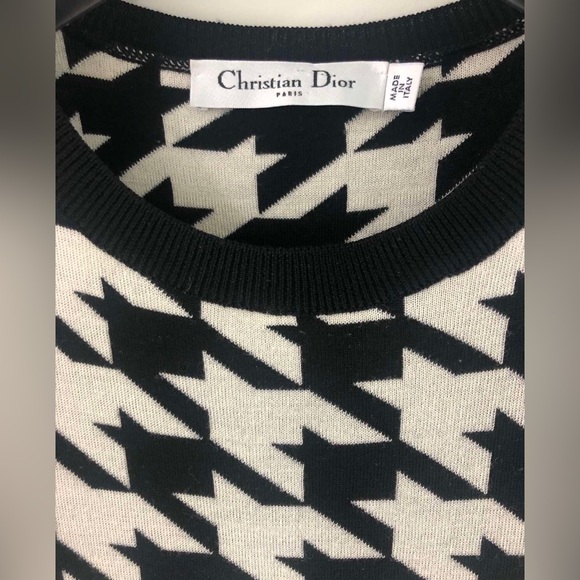 Christian Dior Monochrome Houndstooth Pattern Wool Dress. Size S - Picture 2 of 6